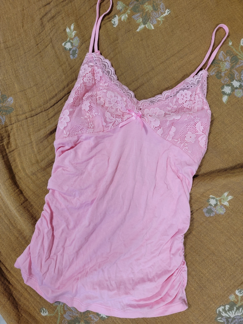 Pink Lace Trim Camisole Tank Top | Size Small